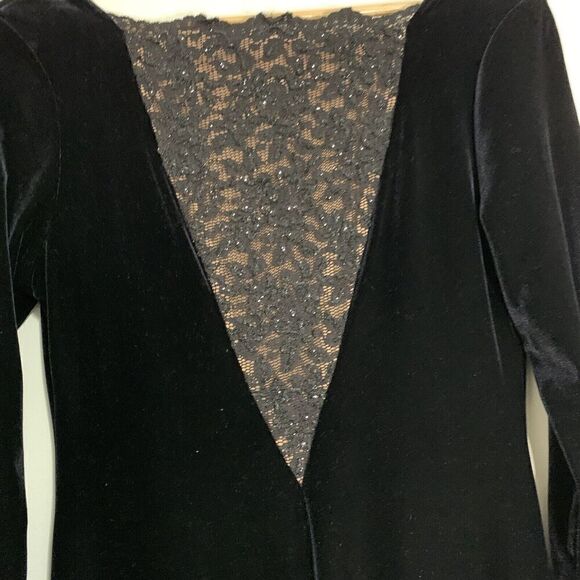 Jeffrey and Dara Evenings by Tom Barra Black Lace and Velvet Gown - Picture 5 of 5